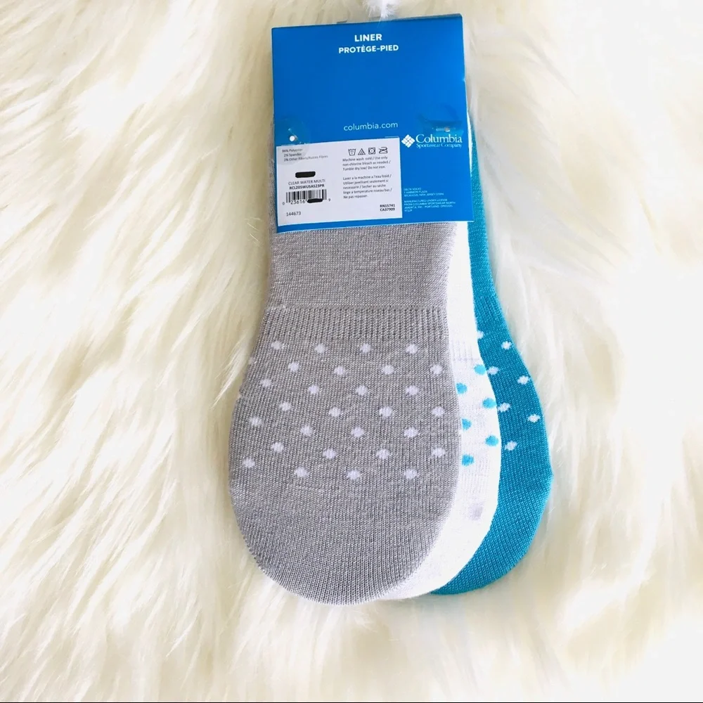 NWT Columbia Women’s 3 pk. Dottie Liner No-show Socks Polka Dot